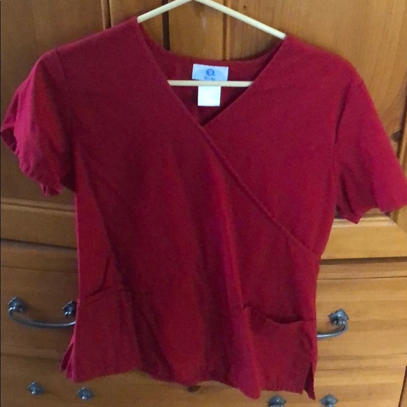 Red scrub top